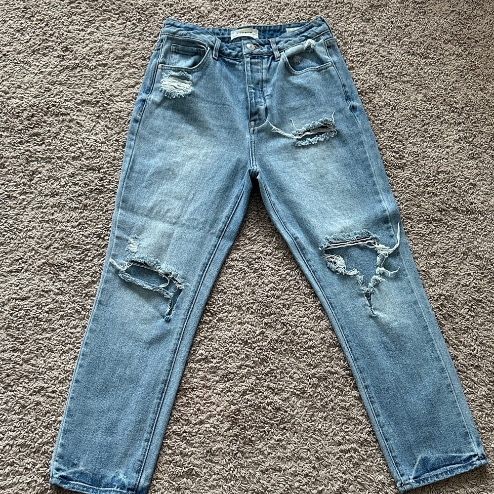 Distressed Blue Jeans